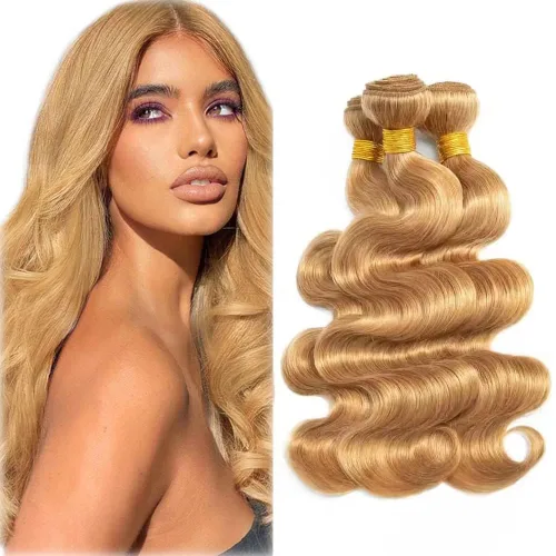 Vista 70 de 300g 1B27 Human Hair Bundles Honey Blonde Bundles Human Hair 10A Brazilian Virgin Remy Hair Extensions 8 10 12 Inch