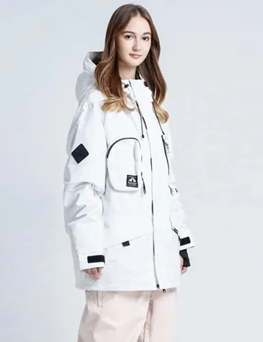 Vista 3 de Chaqueta de esquí para mujer, impermeable, chaqueta de nieve para invierno, resistente al viento, chaqueta de snowboard con capucha