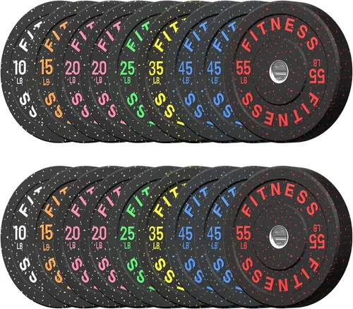 Vista 19 de HANDBODE 2-Inch High-Bounce Bumper Plates, Olympic Weight Set, 10-650 lb