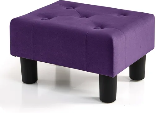 Vista 10 de BRIAN & DANY Taburete pequeño para pies, taburetes de lino con patas, reposapiés pequeño estable para sala de estar, beige