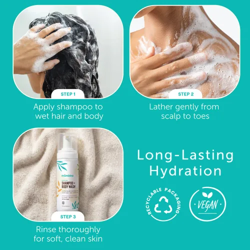 Vista 5 de Mambino Organics Soothe Me - Champú y gel de baño corporal para niños, baño esencial para bebés, esenciales suaves para recién nacidos, lavanda y té