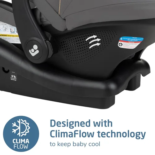 Vista 3 de Maxi-Cosi Mico Pro Asiento de automóvil infantil para bebé con base, silla ventilada, almohadilla suave para reposacabezas, pestillo de fácil
