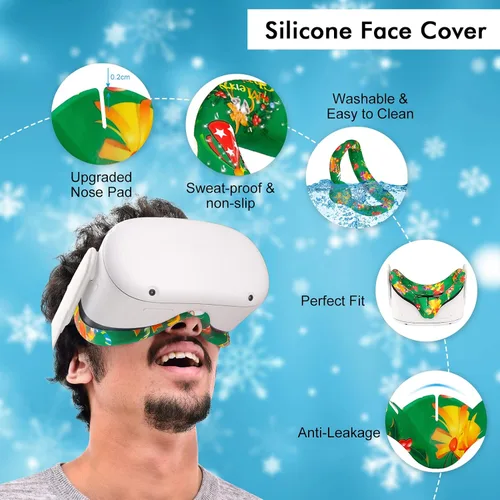 Vista 5 de VR Accessories for Oculus Quest 2, Protective Silicone Cover Set for Meta Quest2(Include VR Headset Cover, Lens Protector, Controller Grips Cover