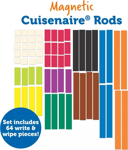 Vista 5 de Learning Resources Varillas magnéticas Cuisenaire, conceptos de partida temprana, suministros escolares, multicolor, 64 piezas