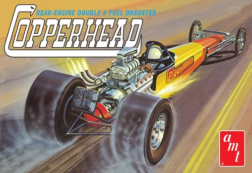 Vista 5 de AMT Skill 2 Kit de modelo 1934 Copperhead Motor trasero Doble A combustible Dragster Modelo a escala 1/25