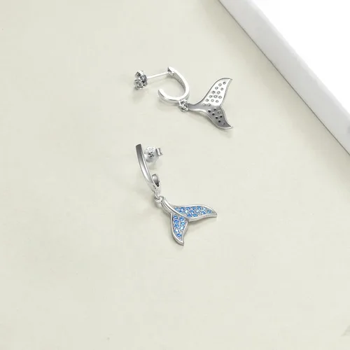 Vista 2 de Aretes de plata de ley 925 para mujer, aretes hipoalergénicos, Plata de ley, Circonia cúbica