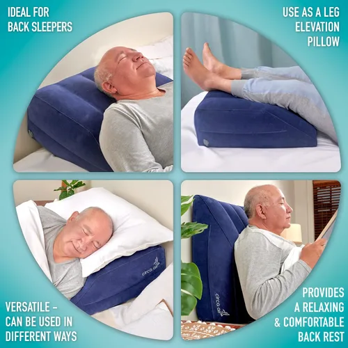 Vista 11 de Circa Air Almohadas inflables de elevación de piernas para alivio de hinchazón y edema, almohada de cuña de viaje para piernas, soporte
