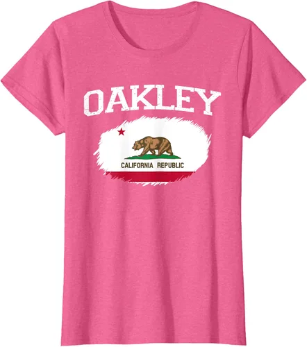 Vista 92 de OAKLEY CA CALIFORNIA Flag Vintage USA Sports Hombre Mujer Camiseta, Negro