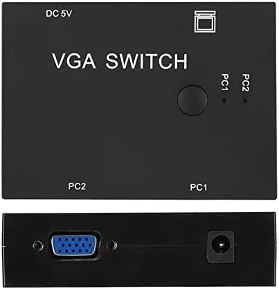 Vista 5 de Caja de conmutación automática VGA de 2 puertos, accesorio de computadora con divisor VGA, 2 entradas, salida 2 puertos 2 en 1, accesorios