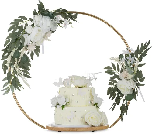 Vista 7 de NUPTIO Soporte de pastel de oro de boda: soportes de exhibición