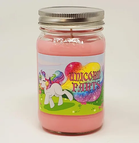Vista 12 de Vela perfumada Unicorn Farts, aroma a refresco de uva, vela de cera de soja totalmente natural (3 mechas grandes, refresco de uva morada)
