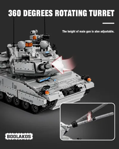Vista 3 de Leopard II - Bloque de construcción de tanque de batalla principal, juego de juguetes de construcción de tanques militares para exhibir