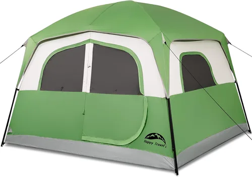 Vista 12 de Happy Travel Tent 6 Person Tents for Camping, Waterproof Easy Setup Camping Tent with Rainfly, Portable Large Family Cabin Tent with 5 Large Mesh