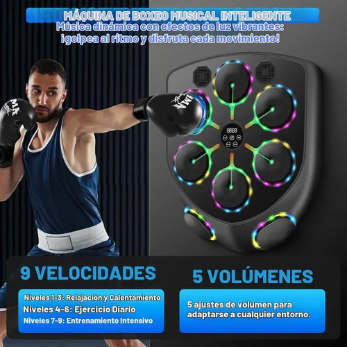 Vista 12 de Smart Music Boxing Machine for Adults and Kids, Bluetooth Boxing Equipment with Boxing Gloves, Wall Mounted Electronic Punching Machine for Home Gym
