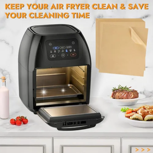 Vista 4 de BYKITCHEN Revestimientos para freidora de aire de 9.4x8.7 pulgadas compatibles con freidora de aire de 4-7QT y freidora de aire multifuncional