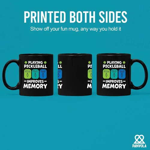 Vista 3 de Taza de cerámica Playing Pickleball Improves Memory Pickleball Lovers Gifts Coffee Cup 11 oz (negro)