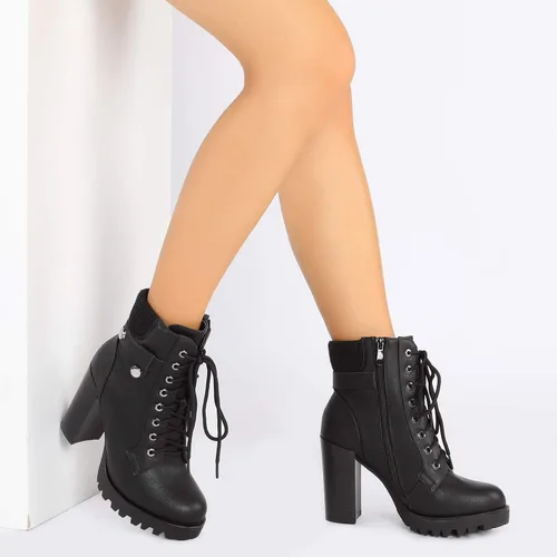 Vista 6 de DREAM PAIRS - Botines modernos de tacón alto y grueso para mujer