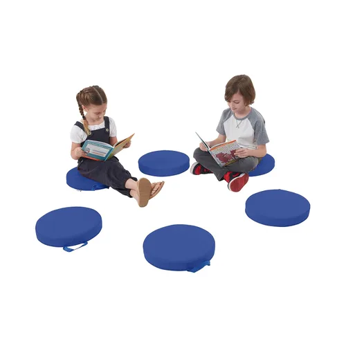 Vista 12 de ECR4Kids SoftZone - Cojines de suelo, redondos, asientos flexibles, color azul, 6 piezas