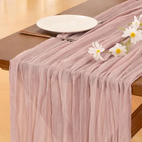 Vista 57 de Socomi - Camino de mesa de gasa, estilo bohemio y rústico, para primavera, Pascua, bodas, fiestas, baby showers y decoración, 120 pulgadas/10 pies