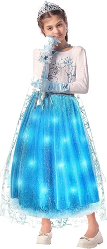 Vista 5 de Sumickx Vestido de princesa para niñas, disfraz de Halloween, cosplay, Navidad, fiesta de cumpleaños