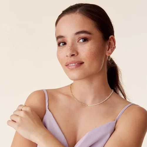 Vista 2 de PAVOI Collar de perlas de agua dulce chapado en oro de 14 quilates para mujer, Perla, Perla