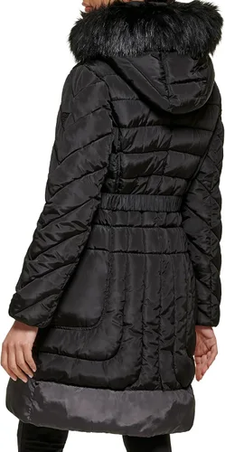 Vista 4 de GUESS Chaqueta acolchada de peso medio para mujer Cinturón negro.