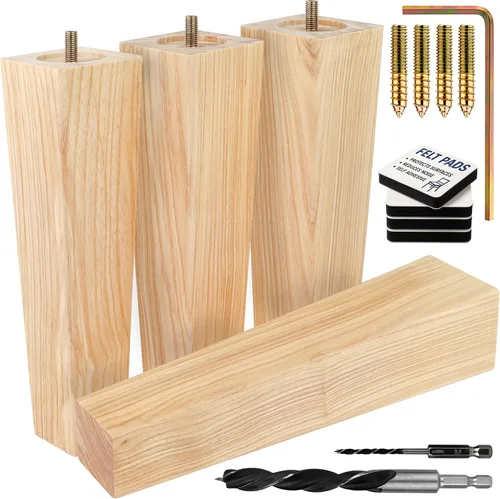 Vista 18 de Airy Abode Patas cuadradas premium de muebles en negro (kit de instalación completa) - Elige tu