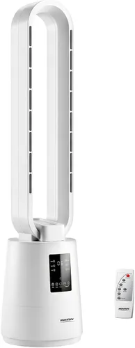 Vista 10 de ROVSUN Ventilador inteligente sin aspas, ventilador de torre sin aspas de 22 pulgadas con iluminación ambiental, ventilador de torre oscilante