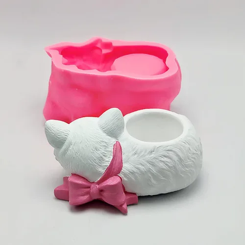 Vista 5 de Moldes de maceta de hormigón para gatos, maceta suculenta, jarrón de silicona, moldes de silicona para candelabros, molde de resina epoxi de cemento