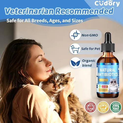 Vista 5 de Antibióticos naturales para gatos, suplemento de antibióticos para gatos para aliviar la picazón de alergias, apoyo inmunológico, problemas de piel