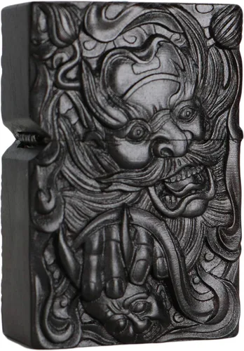Vista 20 de Carcasa exterior de encendedor tallado en madera negra de ébano natural para kit de inserción Zippo (1000 brazos Avalokiteshvara de la diosa 3#)