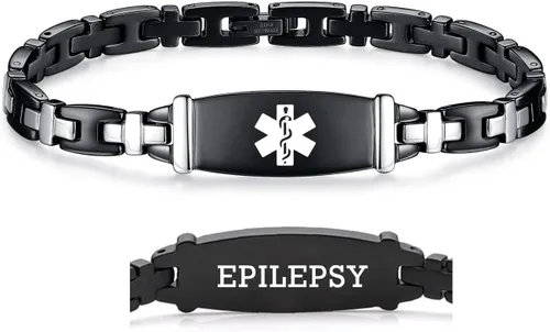 Vista 31 de LinnaLove Lady Medical Alert - Pulseras médicas de acero inoxidable para mujer, 7.5 pulgadas