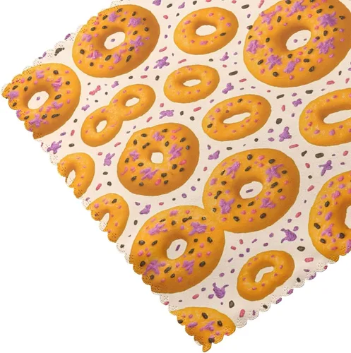 Vista 5 de Rectangular Placemats Set of 4, Heat Resistant Donuts Printed Kitchen Dining Table Mats