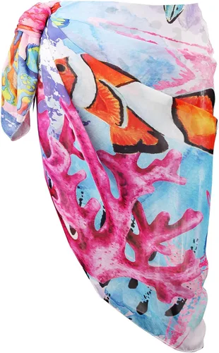 Vista 4 de Ayliss Traje de baño para mujer, de gasa, estampado, pareo para playa, pareo