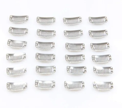 Vista 8 de 20 clips de metal para extensiones de cabello y pelucas Beige -20 piezas