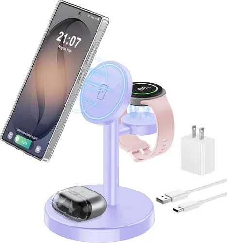 Vista 19 de Aeinidi Cargador inalámbrico magnético fuerte súper rápido para Samsung Negro