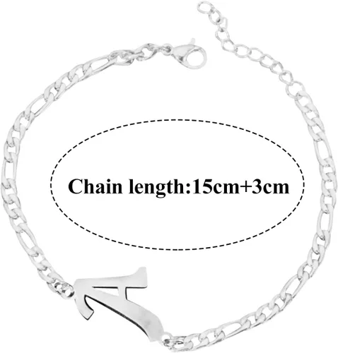 Vista 2 de Pulseras de moda con dije de cadena para mamá y mujer pulsera con inicial personalizada chapada en plata pulsera de acero de titanio pulsera