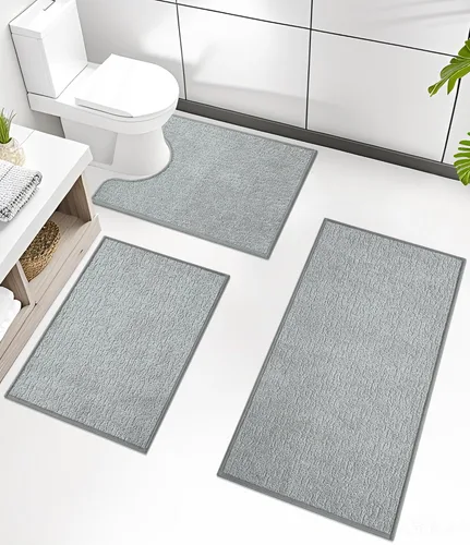 Vista 70 de Chakme Juego de 2 alfombras de baño ultrafinas, absorbentes, antideslizantes, lavables a máquina, color negro, 17 x 24 pulgadas / 17 x 30 pulgadas