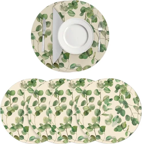 Vista 62 de Manteles individuales de cuero de girasol, lavables, redondos, impermeables y de fácil mantenimiento, decoración de cocina, accesorios de mesa