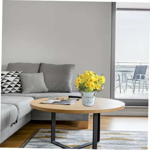 Vista 4 de ARTIBETTER 1 pieza de margarita de hierro con cuerda de hierro para decoración de mesa para Salas de Casa falsa margarita bonsái amarillo flores