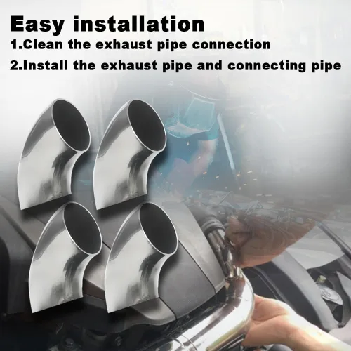 Vista 6 de Tubo de codo de escape de 90 grados (codo doblado de mandril) SS304 de acero inoxidable apto para codo de escape modificado de automóvil, pasamanos