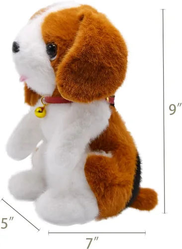 Vista 6 de Adorable animal de peluche de Beagle ultrasuave y esponjoso, peluche de perro pequeño con lengua rosa diminuta que asoma, regalos encantadores