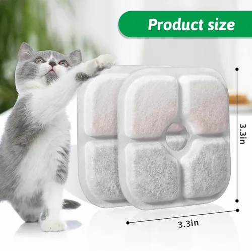Vista 3 de Filtros de repuesto para fuente de agua para gatos aptos para fuente de 2.5 L con patrón de bigotes, filtro de fuente de agua de triple acción
