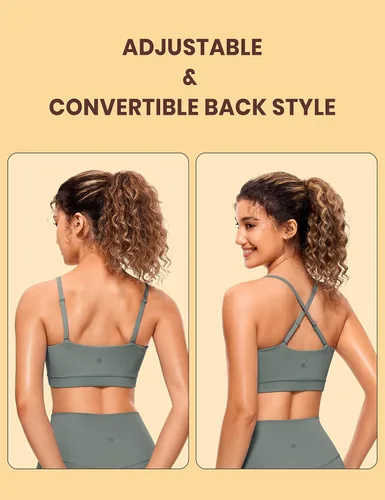 Vista 6 de CRZ YOGA Butterluxe - Brasier deportivo ajustable con tirantes delgados para mujer, con relleno, sin varillas, cuello cuadrado, para entrenamiento