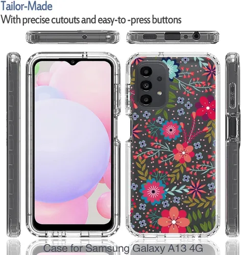 Vista 5 de Funda para Galaxy A13 4G/A13 LTE 4G SM-A135F con protector de pantalla de vidrio templado, suave 360 cuerpo completo, a prueba de golpes