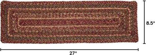 Vista 2 de VHC Brands Molino de sidra Primitive Yute Rojo Rayas Escalera Rectángulo de Látex Respaldo 8.5"x27