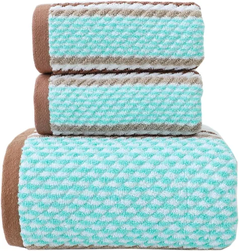 Vista 13 de Pidada Juego de 2 toallas de mano con patrón de rayas, 100% algodón, suave, absorbente, toalla decorativa para baño (marrón)