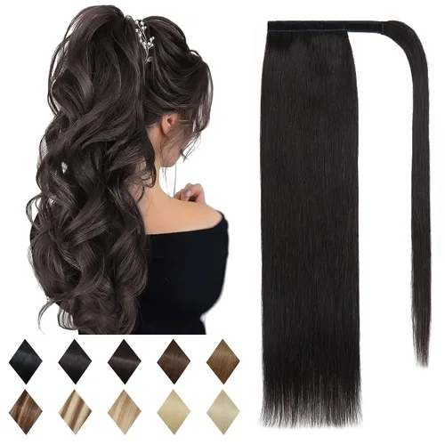 Vista 19 de SEGO Pinza de Gancho Extensión de Cola de Caballo Extensiones de Cabello Humano con Pinza para Cola de Caballo Extensiones de Cabello Real de Cola
