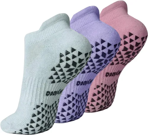 Vista 7 de Hylaea Calcetines antideslizantes unisex para yoga, hospitales, pilates y barre, al tobillo, acolchados