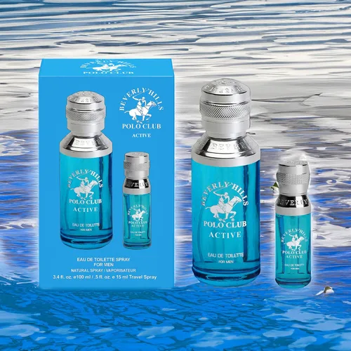 Vista 4 de Beverly Hills Polo Club Colonia activa para hombre – Eau de Toilette Bonus Pack – Tamaño de viaje de 3.4 oz y 0.5 oz – Fragancia fresca de larga